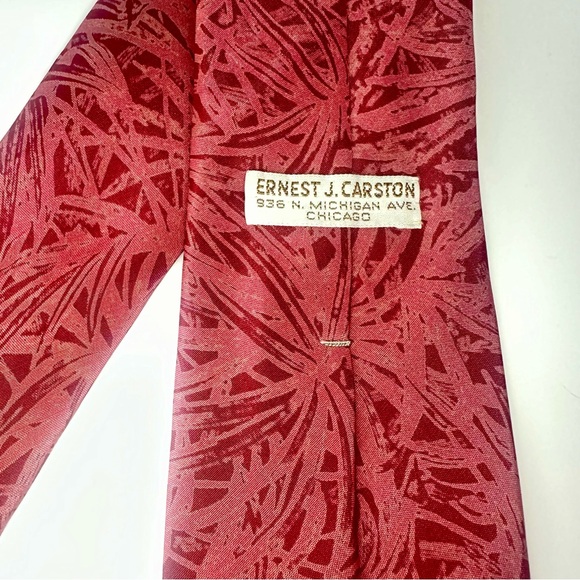 Vintage Ernest J. Carston Floral Pink Classic Silk Tie, Chicago - Picture 2 of 7